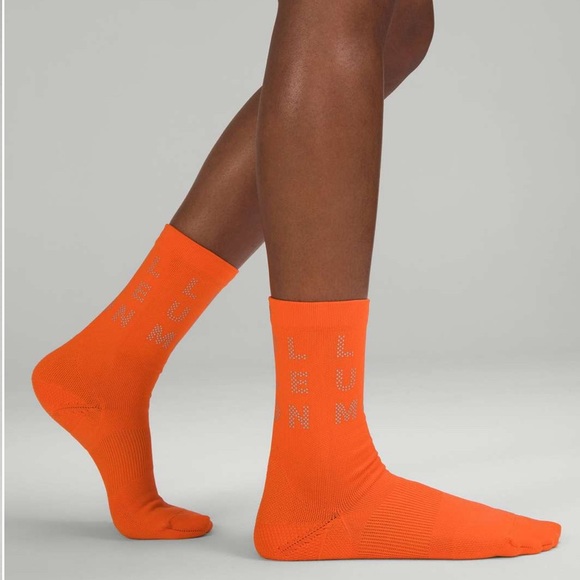 Lululemon Womens Power Stride Crew Sock *Reflective, Blaze Orange, Medium - NWT - Picture 5 of 6